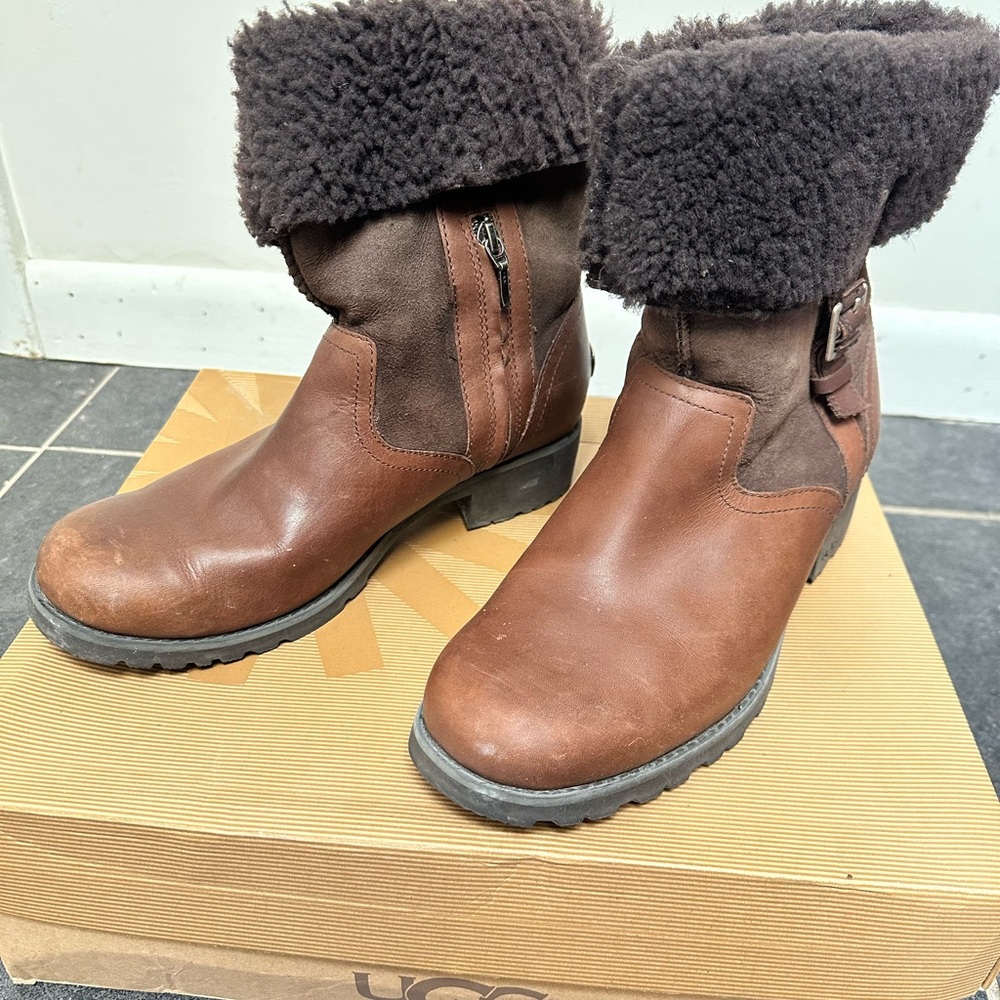 UGG Brown Winter Boots with Shearling Collar